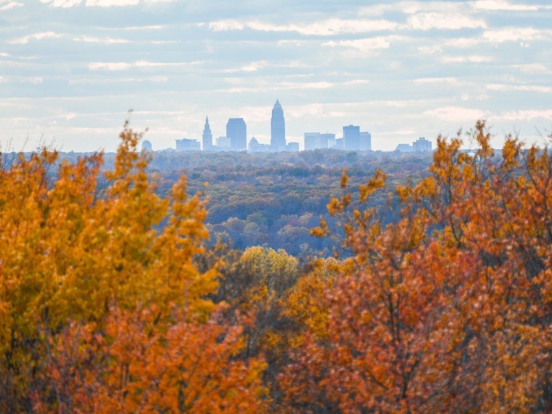 The Cleveland skyline seen from the Chapin Forest Reservation.